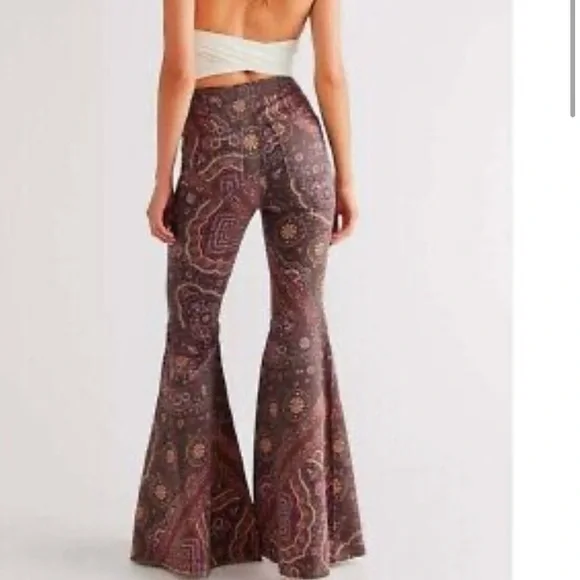 SOLD! Free People Just Float On Printed Flare Jeans - Picture 3 of 6
